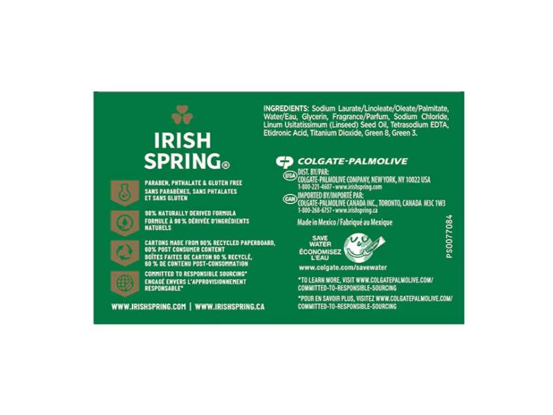 Irish spring Fresh Deodorant Soap, Original Clean, 3.7 oz/104.8 g, 12 Count