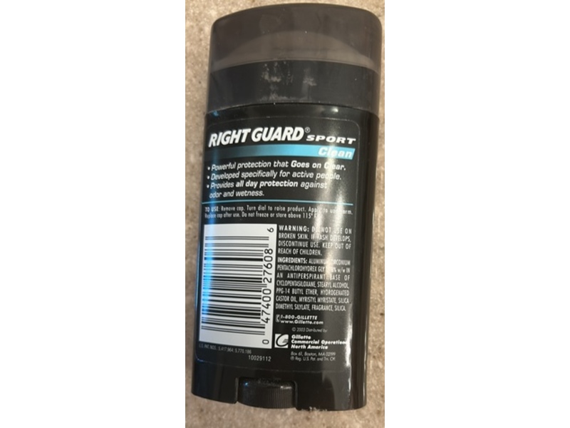 Right Guard Sport Anti-Perspirant Deodorant, Invisible Solid, Clean, 2.8 oz/79 g