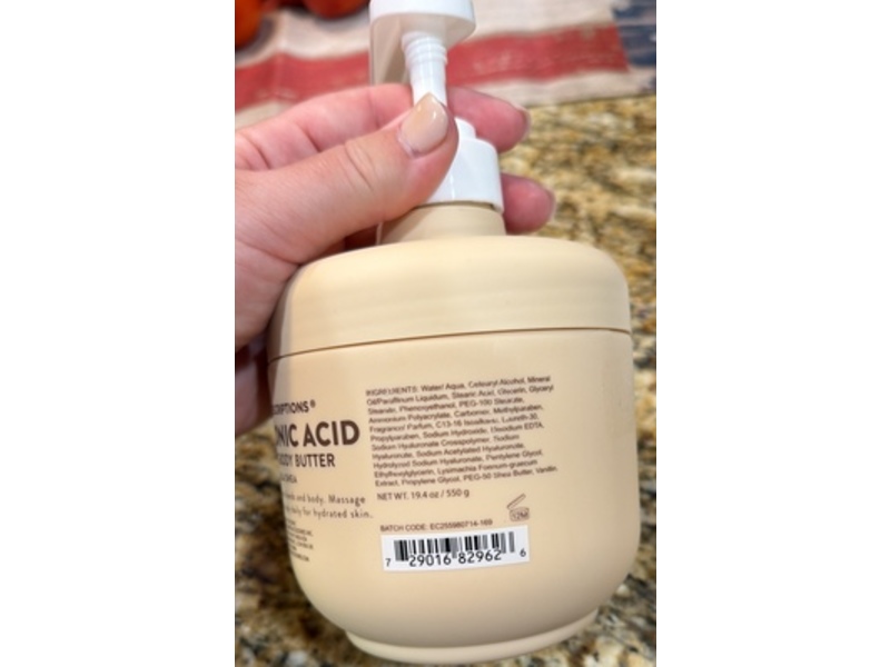Body Prescriptions Hydrating Body Butter, Hyaluronic Acid, 19.4 fl oz/550 g