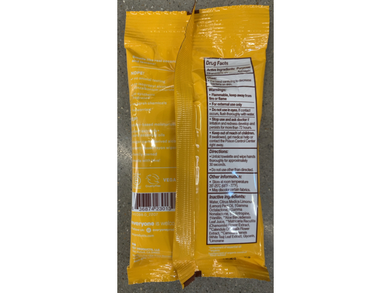 Everyone For Every Body Hand Sanitizer Wipes, Coconut + Lemon, 15 Count, Pack Of 6