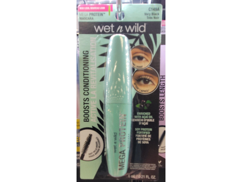 Wet N Wild Mega Protein Mascara, Boosts Conditioning, Very Black, 0.21 fl oz/6 mL