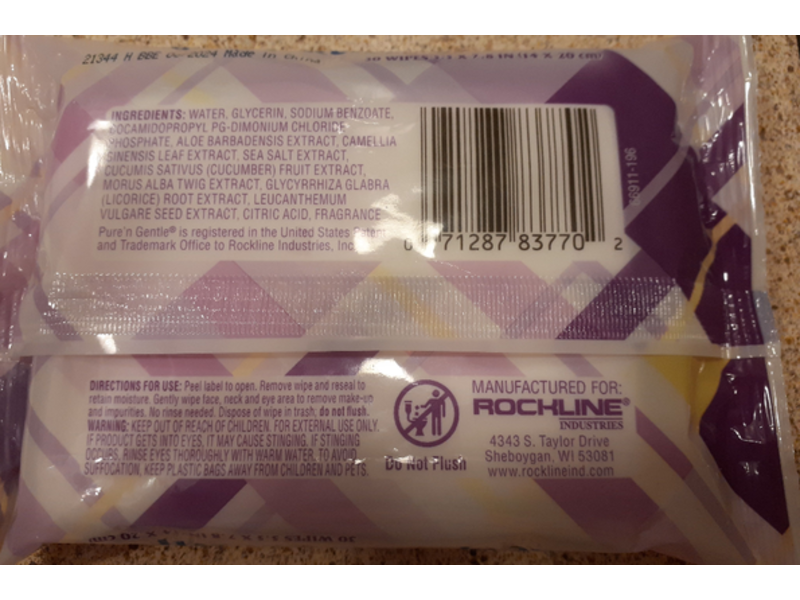 Pure 'n Gentle Make-Up Remover Wipes, Aloe, Green Tea & Cucumber Extract, 30 Wipes