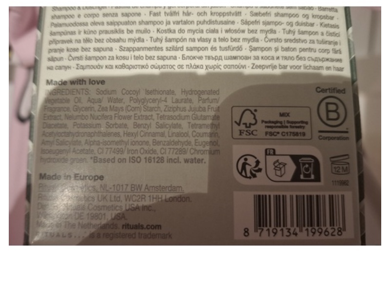 Rituals The Ritual Of Jing Shampoo & Body Bar, Lotus Flower & Jujube, 3.5 oz/100 g