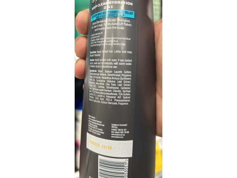 Dove Men + Care Derma Care Deep Hydration Anti-Dandruff Shampoo, 300 mL