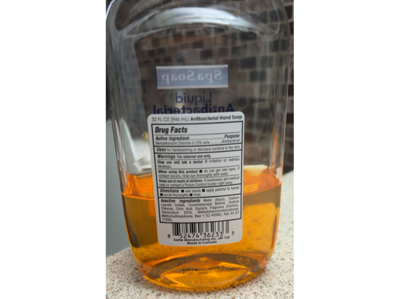 Spa Soap Liquid Antibacterial Hand Soap, Original Gold, 32 fl oz/949 mL