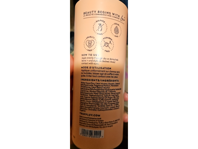 TruffLuv Argan Curl Cream, Black Truffle Extract, 16.9 fl oz/500 mL