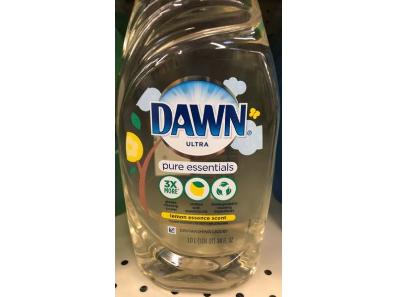 Dawn Ultra Pure Essentials Dishwashing Liquid, Lemon Essence Scent, 34 fl oz/1.0 L