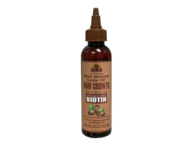 Okay Black Jamaican Castor Hair Growth Oil, Biotin, 4 fl oz/118 mL