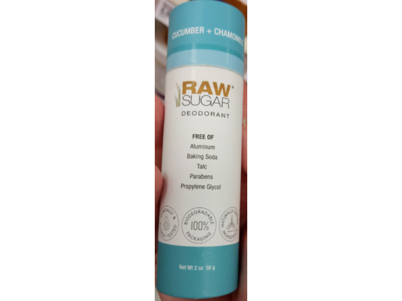 Raw Sugar Deodorant, Cucumber + Chamomile, 2 oz/56 g