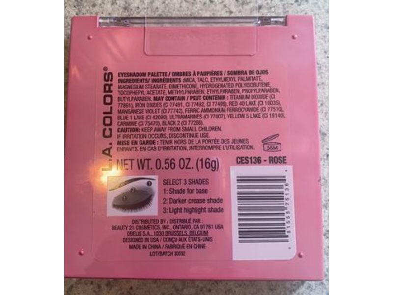 L.A. Colors Eyeshadow Palette, Rose, 0.56 oz/16 g