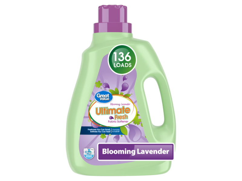Great Value Ultimate Fresh Fabric Softener, Blooming Lavender, 100 fl oz/2.95 L, 136 Loads