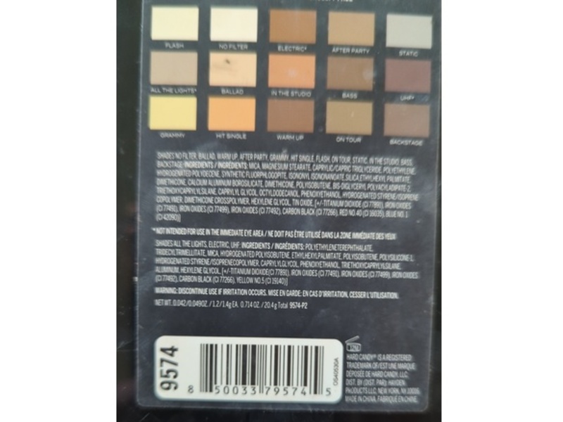 Hard Candy Famous Marquee 15 Multi-Dimensional Eyeshadow Palette, 0.714 oz/20.4 g