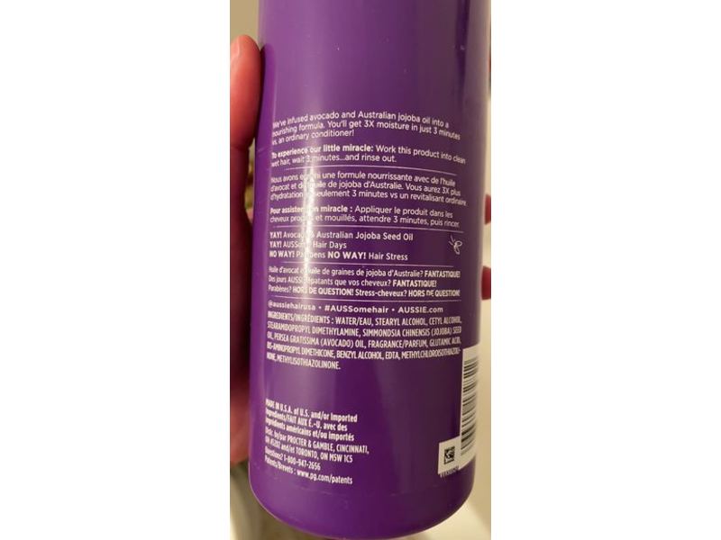 Aussie 3 Minute Miracle Moist Deep Conditioner, Avocado & Australian Jojoba Oil, 16 fl oz/475 mL