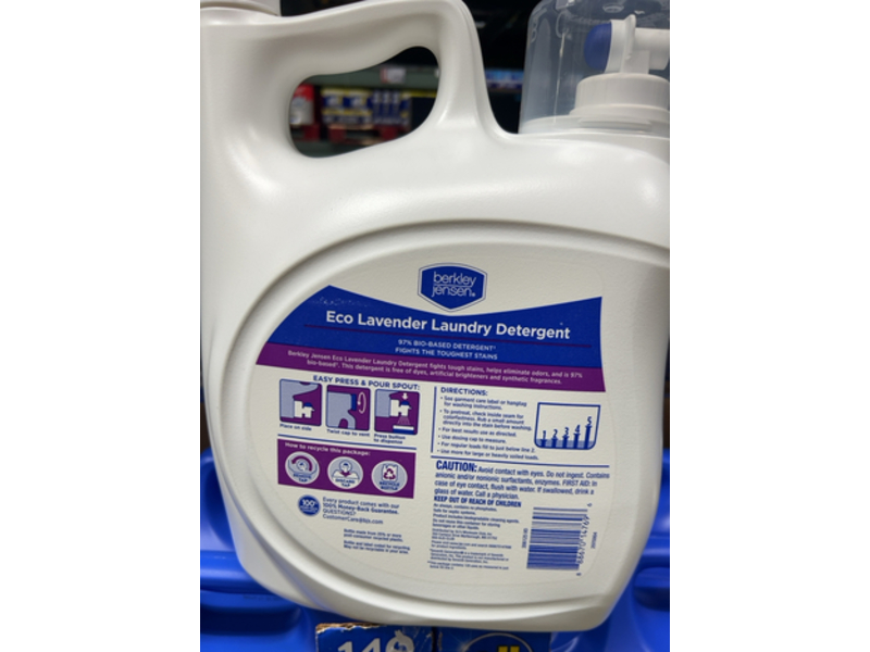 Berkley Jensen Eco Laundry Detergent, Fresh Lavender Scent, 120 Loads, 182 fl oz/5.38 L