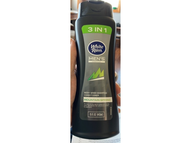 White Rain Men's Collection, 3 in 1 Body Wash-Shampoo-Conditioner, Mountain Spring, 15 fl oz/443 mL
