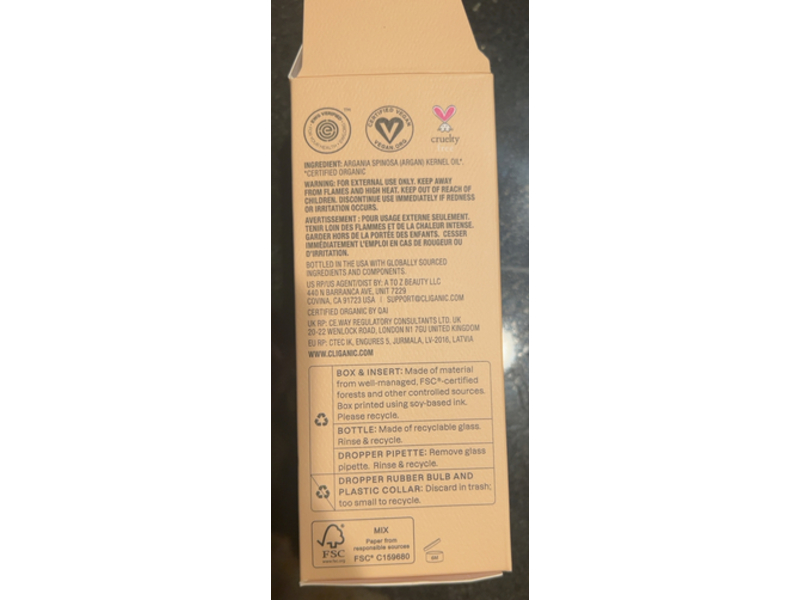 Cliganic Drop of Weightless Moisture Organic Argan Oil, 4 fl oz/120 mL