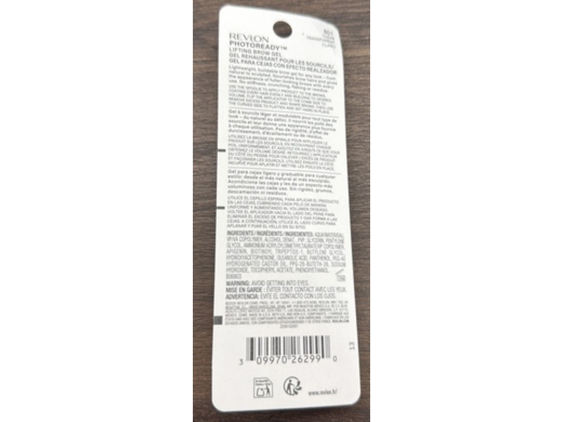 Revlon PhotoReady Lifting Brow Gel, 801 Clear, 0.2 fl oz/5.9 mL