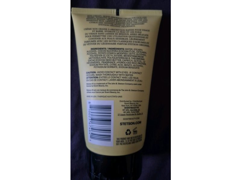 Scent Beauty Stetson Moisture Face & Beard Cream, Original, Citrus & Vetiver, 5 fl oz/150 mL, Pack Of 3