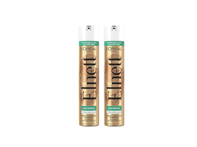 L'Oreal Paris Elnett Humidity Resistant Hair Spray, Unscented, 11 oz/312 g, Pack Of 2