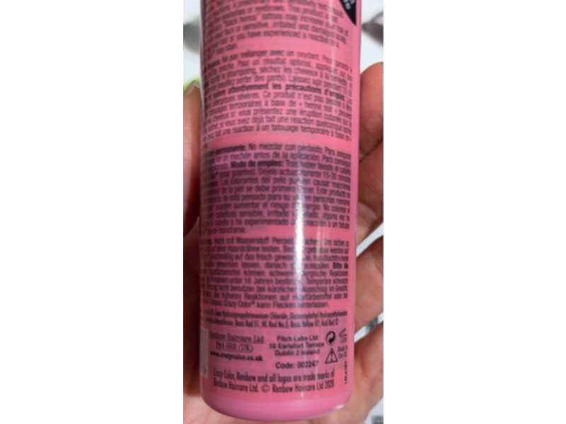 Crazy Color Semi Permanent Hair Color Cream, Coral Red, 3.38 fl oz/100 mL