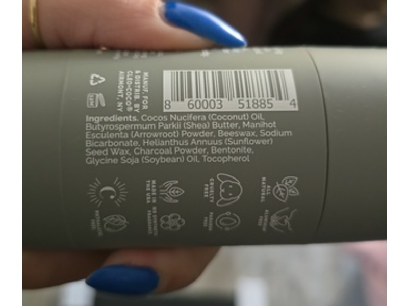 Cleo + Coco Charcoal Deodorant, Scent Free, 2.5 oz/71 g