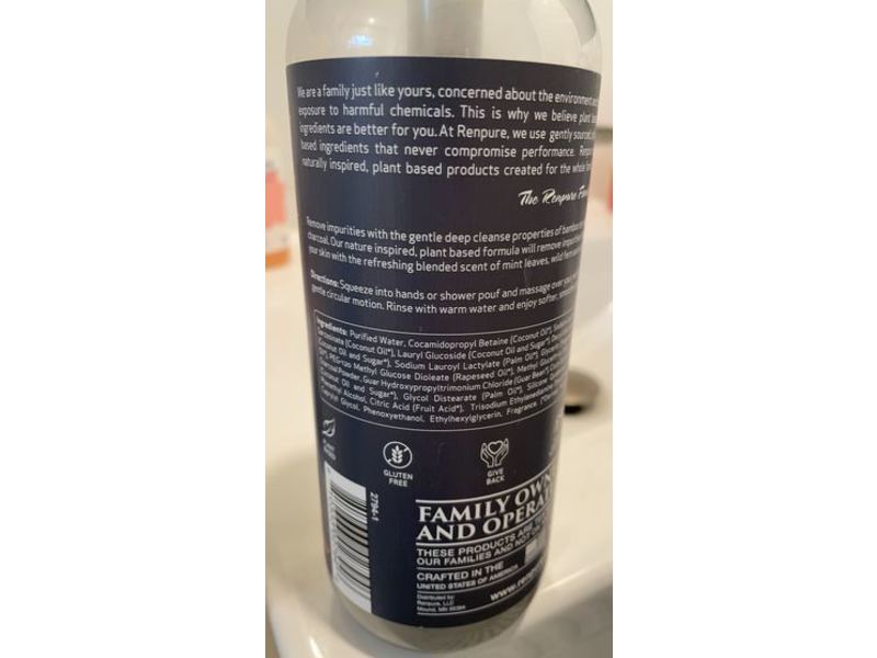 Renpure Body Wash, Detoxifying Charcoal, Clarify & Deep Cleanse, 19 fl oz/561 mL