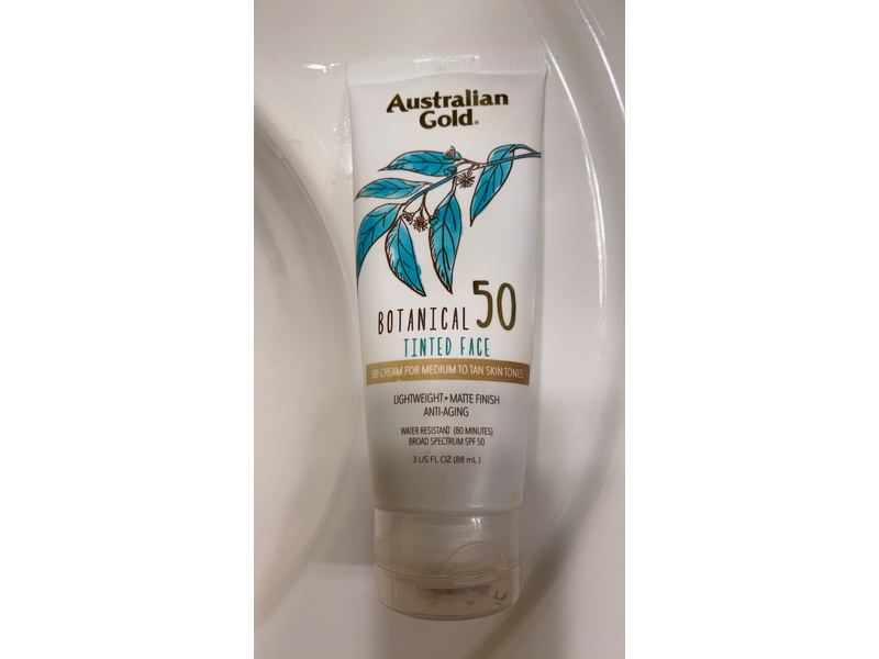 Australian Gold Botanical SPF 50 Tinted Face Sunscreen, Medium To Tan, 3 fl oz/89 mL
