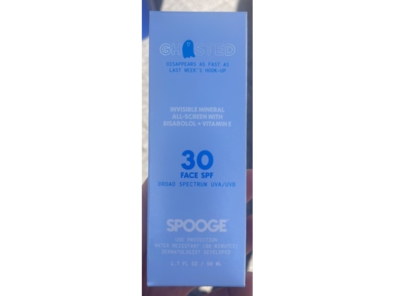 Spooge Ghosted Mineral All-Screen Sunscreen, SPF 30, Bisabolol+Vitamin E, 1.7 fl oz/50 mL