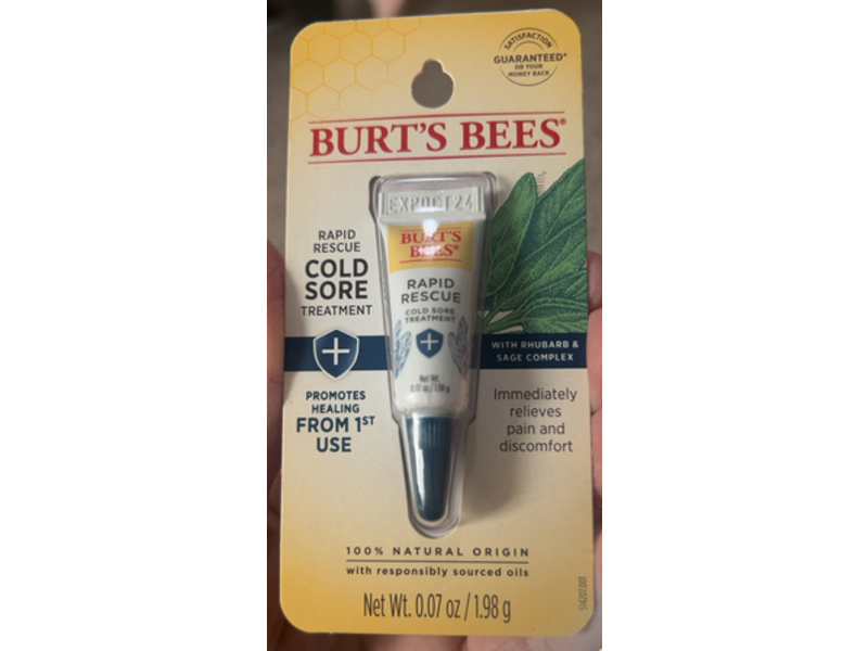 Burt's Bees Rapid Rescue Cold Sore Treatment, Rhubarb & Sage Complex, 0.07 oz