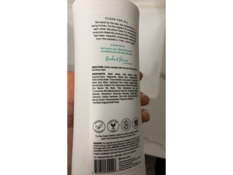 RawSugar Moisture Loving Lotion, Shea + Rice Flower, 16 fl oz/473 mL