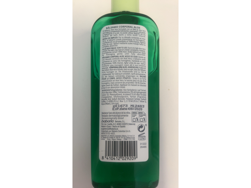 Babaria Body Balm, Pure Aloe, 8.5 fl oz/250 mL