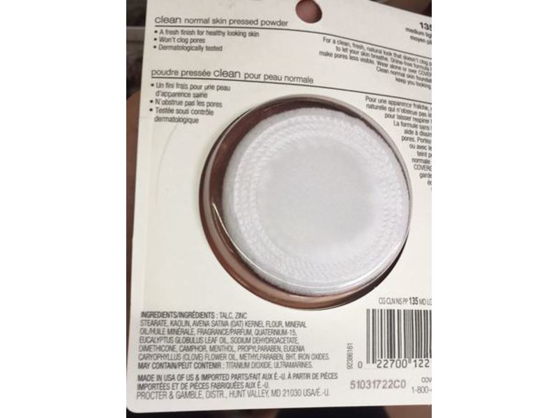 CoverGirl Clean Pressed Powder, 135 Medium Light, Pack Of 2