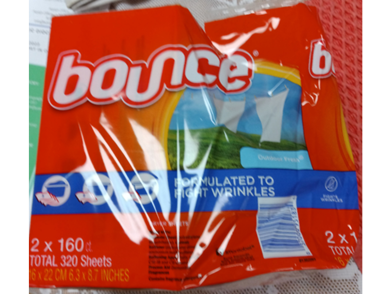 Bounce Formulated To Fight Wrinkles Dryer Sheets, Outdoor Fresh, 320 Sheets