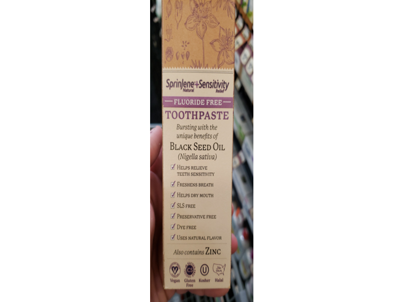 SprinJene Sensitivity Relief Toothpaste, Black Seed Oil, 3.5 oz/99 g