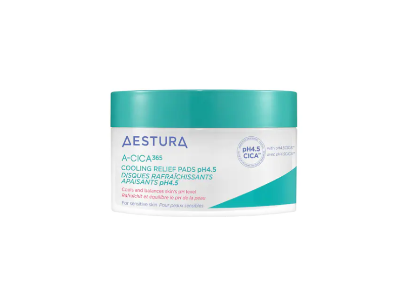 Aestura A Cica 365 Cooling Relief Toner Pads, pH 4.5 Centella Asiatica + Hyaluronic Acid, 3.71 fl oz/110 mL
