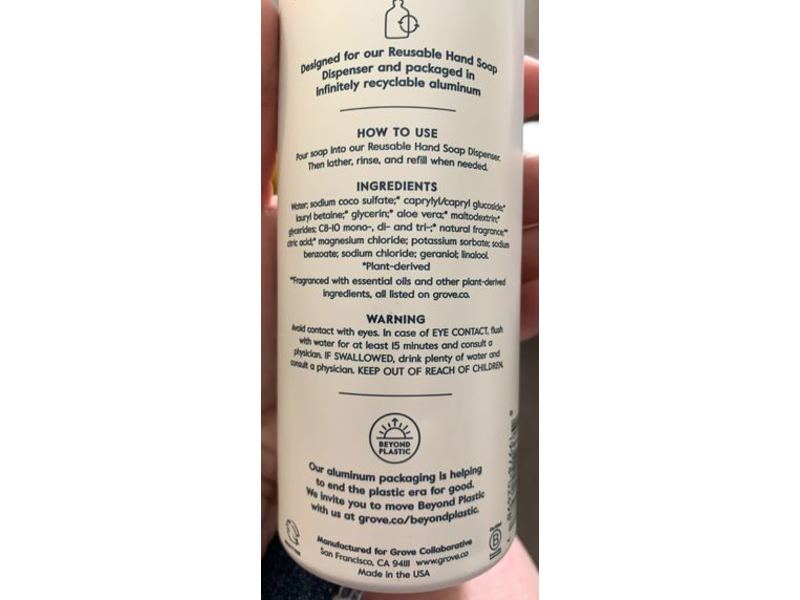 Grove Hydrating Hand Soap Refill, Lavender & Thyme, 13 fl oz/384 mL