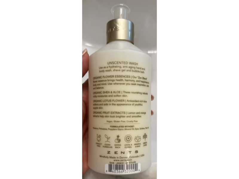 Zents Unzented Aloe Moisture Wash, 10 fl oz/300 mL