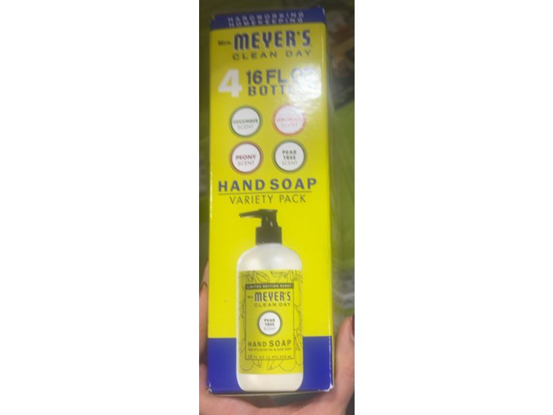 Mrs. Meyer's Clean Day Hand Soap, Cucumber+Lemonade+Peony+Pear Tree, 16 fl oz/473 mL, Pack Of 4