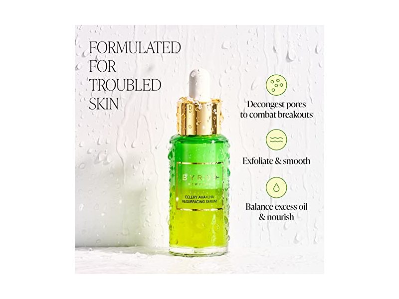 Byroe Celery AHA + LHA Resurfacing Serum, 1.01 fl oz/ 30 mL