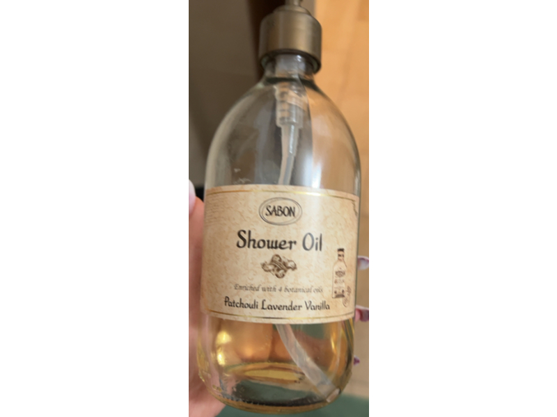 Sabon Shower Oil, Patchouli Lavander Vanilla, 16.9 fl oz/500 mL