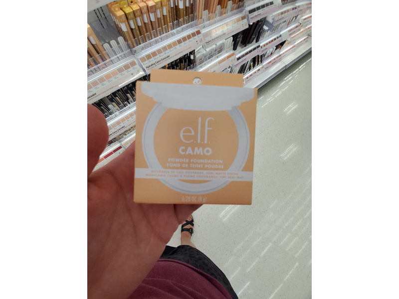 e.l.f. Camo Powder Foundation, Lightweight, Primer-Infused Buildable & Long-Lasting Medium-to-Full Coverage Foundation, Light 210 N