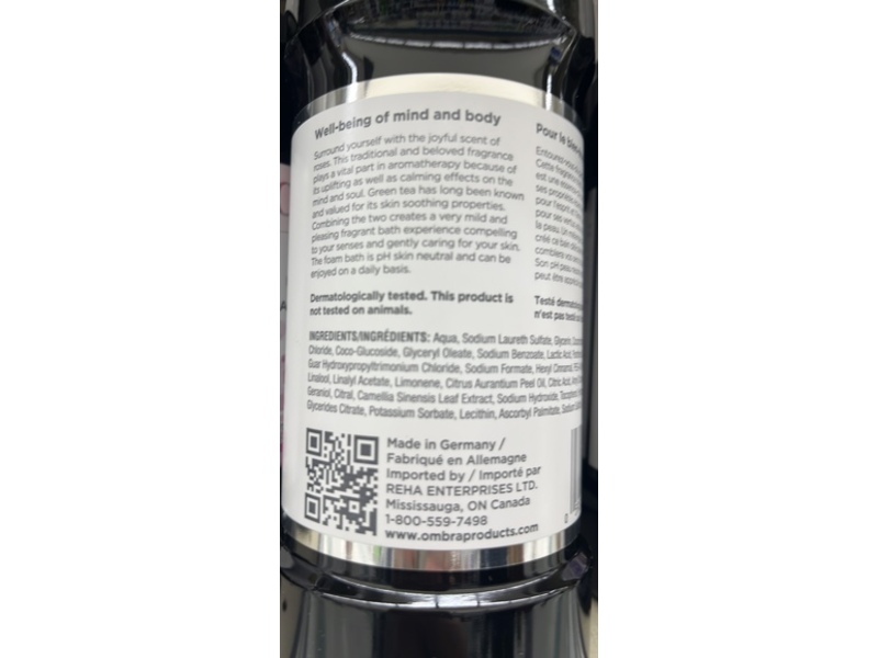 Ombra Spa Aromatic Foam Bath, Rose Green Tea, 500 mL