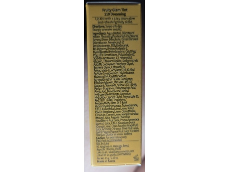 Laka Fruity Glam Tint, 119 Dreaming, 0.15 oz/4.5 g