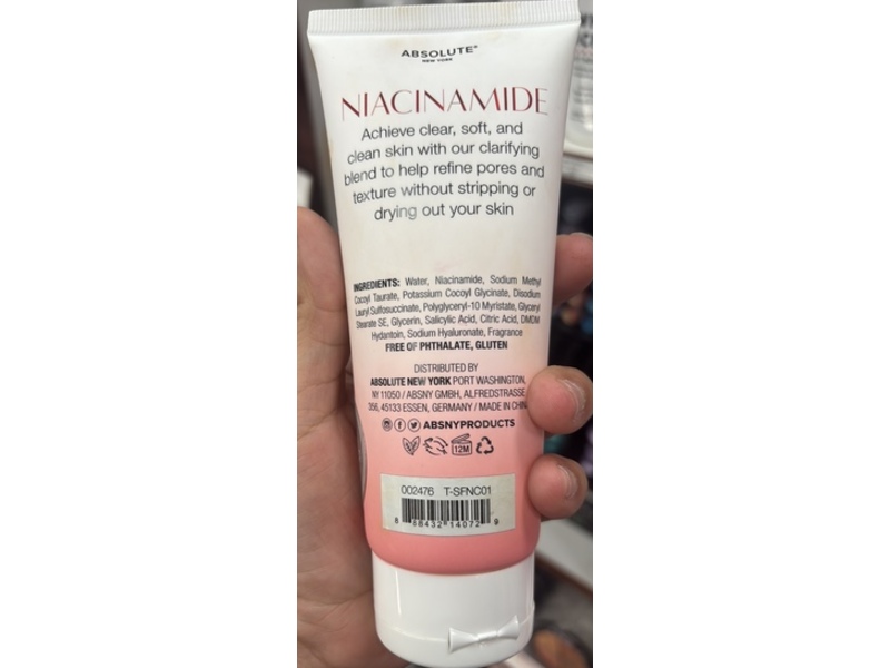 Absolute New York Face Cleanser, Niacinamide, 5 fl oz/150 mL