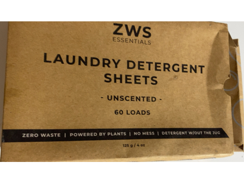 ZWS Essentials Laundry Detergent Sheets, Unscented, 60 Loads, 4 oz/125 g