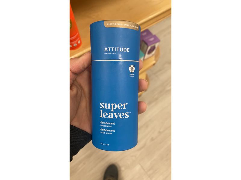 Attitude Super Leaves Deodorant, Uncented, 3 oz/85 g
