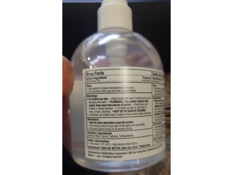 Betco Advanced Alcohol Gel Hand Sanitizer III, Ethanol, 16.9 fl oz/500 mL