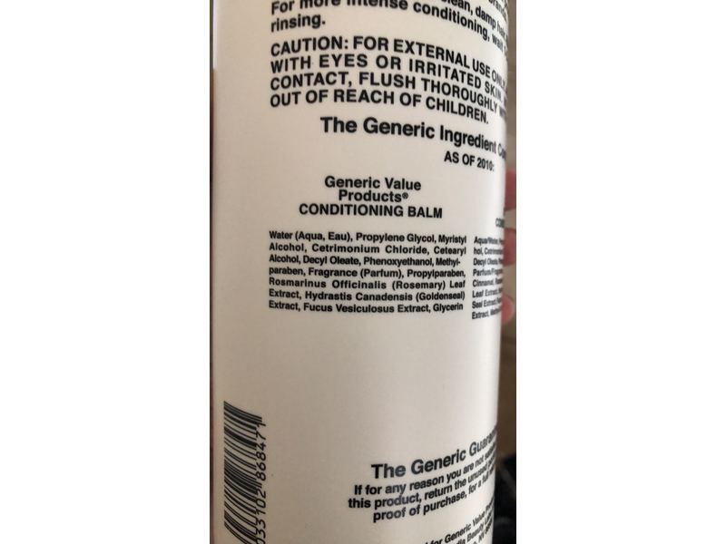 Generic Value Products Conditioning Balm, Repair Dry Or Damaged Hair, 33.8 fl oz/1 L