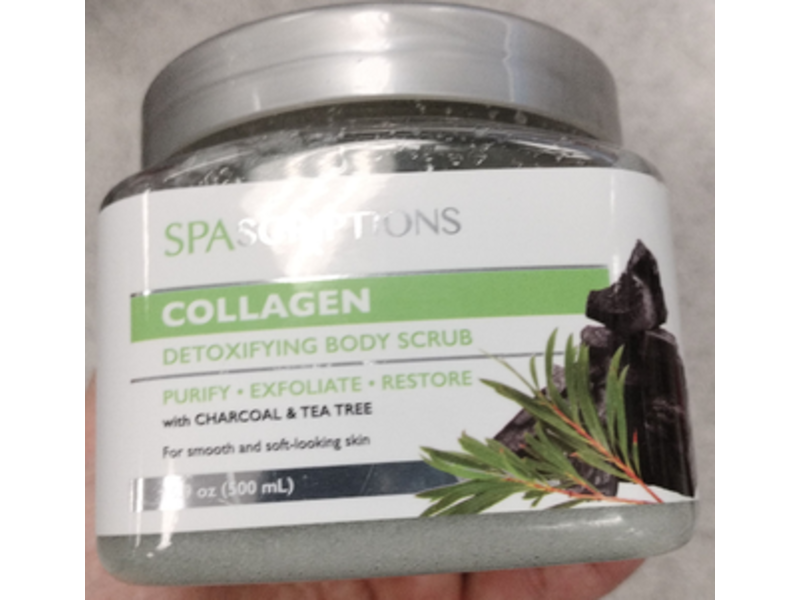 SPASCRIPTIONS Collagen Detoxifying Body Scrub, Charcoal & Tea Tree, 16.9 fl oz/500 mL
