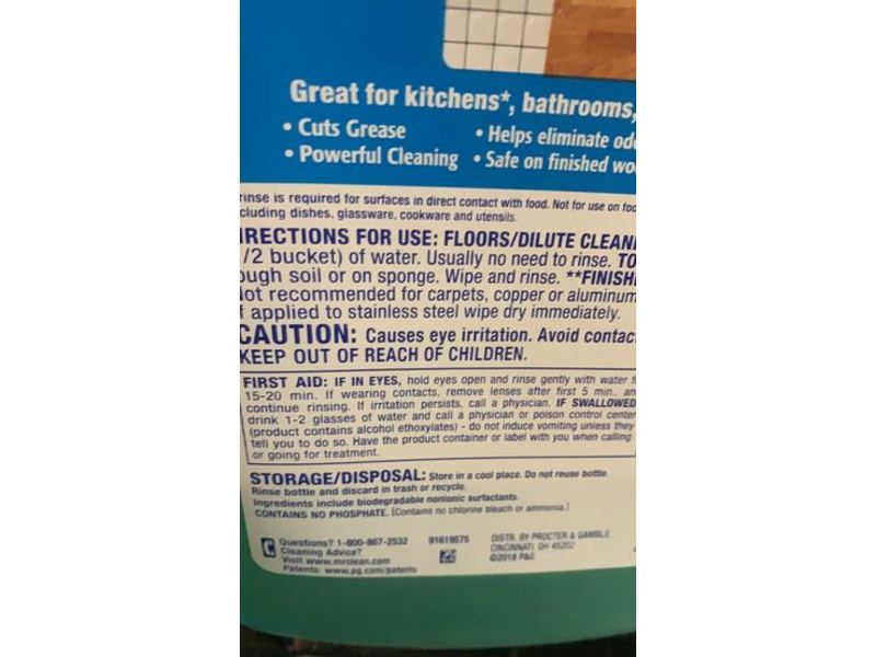 Mr. Clean Multi-Surface Cleaner With Febreze, Meadows & Rain, 128 fl oz/3.78 L